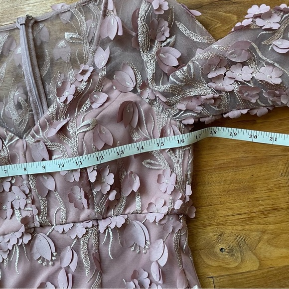 Carmen Marc Valvo Infusion 3D Floral Dusty Pink Evening Gown Maxi Dress size 2 - Picture 11 of 13
